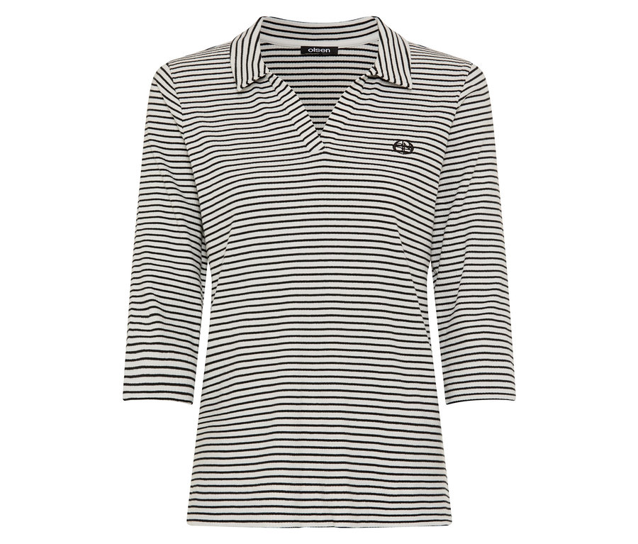 Gestreiftes Poloshirt mit Dreiviertelärmeln.