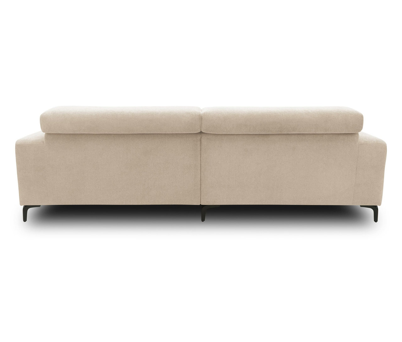 Rückansicht des DOMO collection Sofas, creme links.