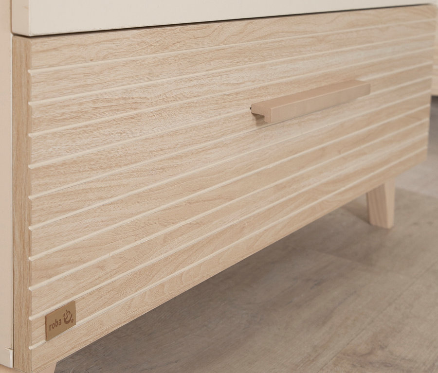 Detailaufnahme vom roba Set »Sidney« 3-teilig, Kaschmir, mit Holzschublade und Füßen.