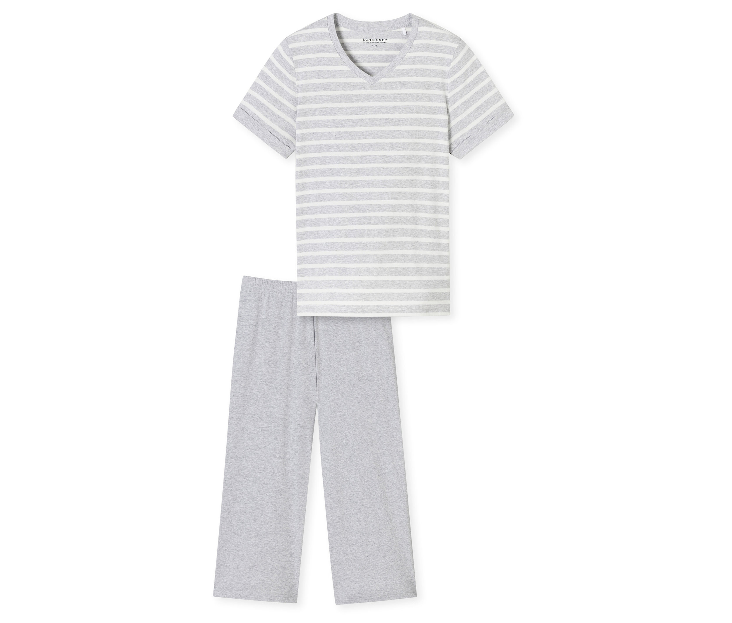 Pyjama - Damen - Gr. 44 - grau/gestreift - grau