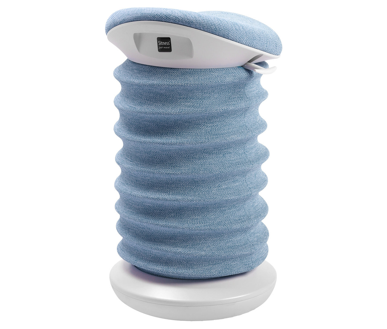 Blauer Sitness 4D Hocker auf einem weißen Hintergrund.