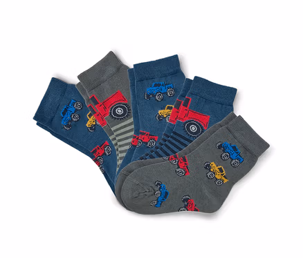 Fünf Paar Kindersocken mit Automotiven.