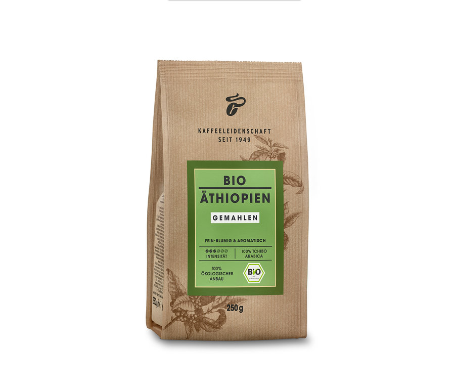 Eine Packung Bio Äthiopien - 250 g Gemahlen Kaffee.