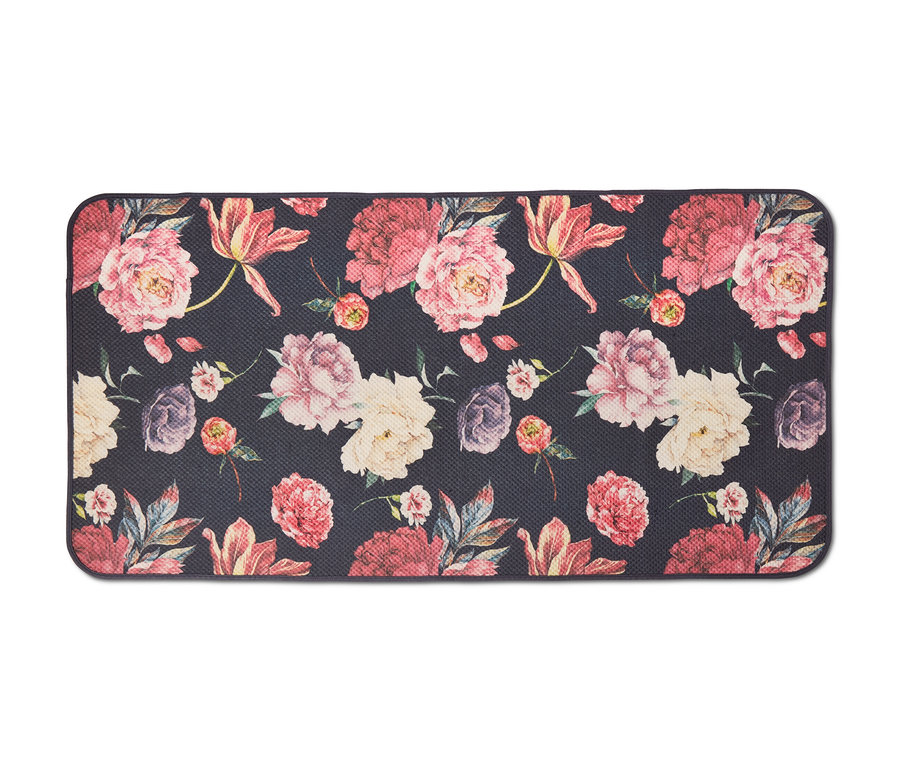 Teppich, ca. 140 x 70 cm mit Blumenmuster.