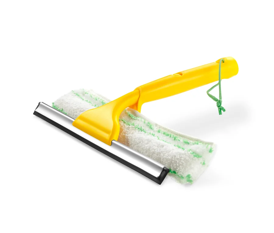 Gelber 2-in-1-Microfaser-Fensterwischer.