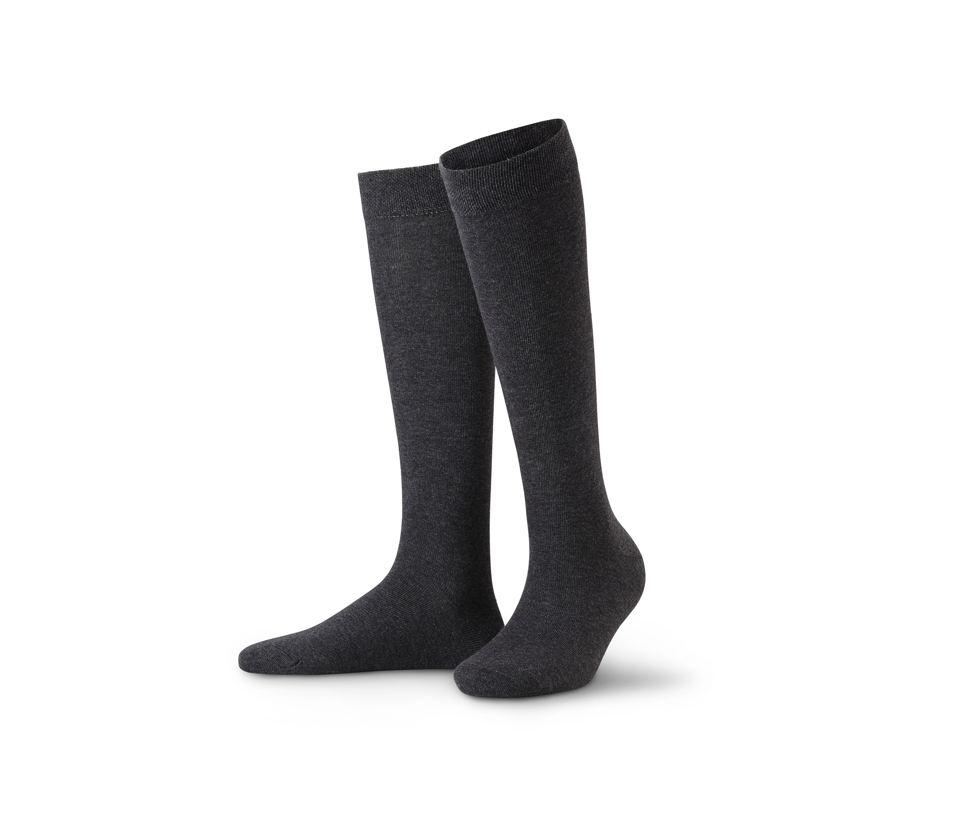 Zwei Paar Damen-Kniestrümpfe, 3 Paar, vor weißem Hintergrund.