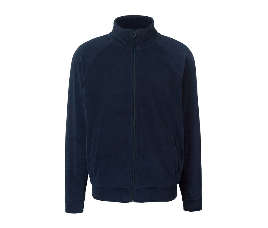 Detailansicht eines marineblauen Nicki-Homewear-Anzugs mit Reißverschluss.