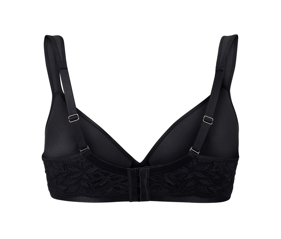 Detailansicht der Rückseite eines schwarzen Spacer-BHs.