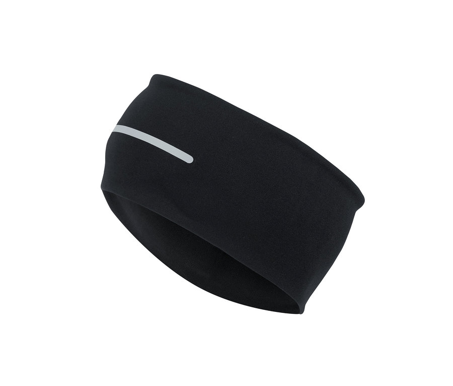 Schwarzes Sport-Stirnband mit Reflektor.