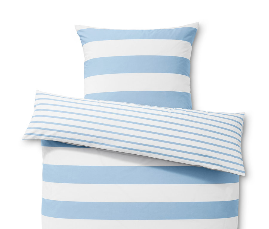 Gestreifte Perkal-Wendebettwäsche, Doppelgröße.