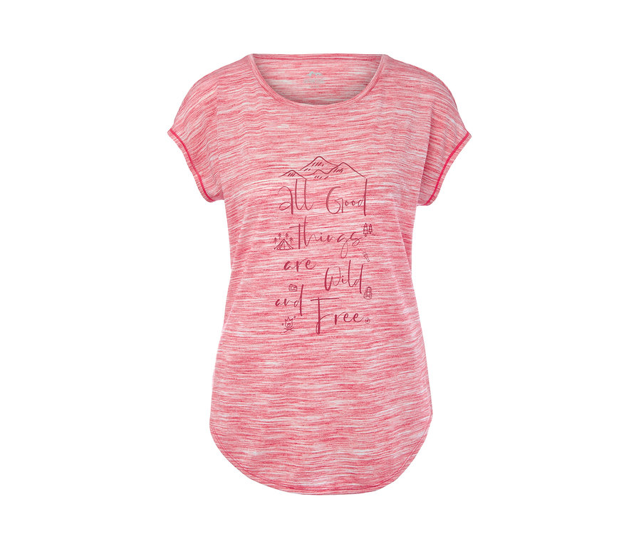 Rosa Funktionsshirt mit dem Aufdruck All Good Things Are Wild And Free.