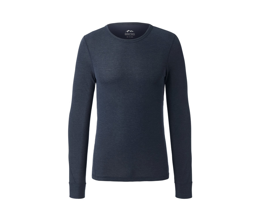 Blau melierte Thermo-Funktionswäsche mit langen Ärmeln.