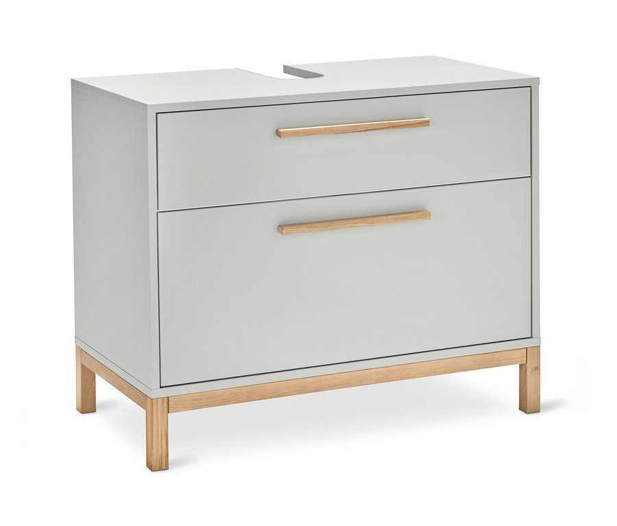 Helltürkiser Waschbecken-Unterschrank »Eklund« mit zwei Schubladen.