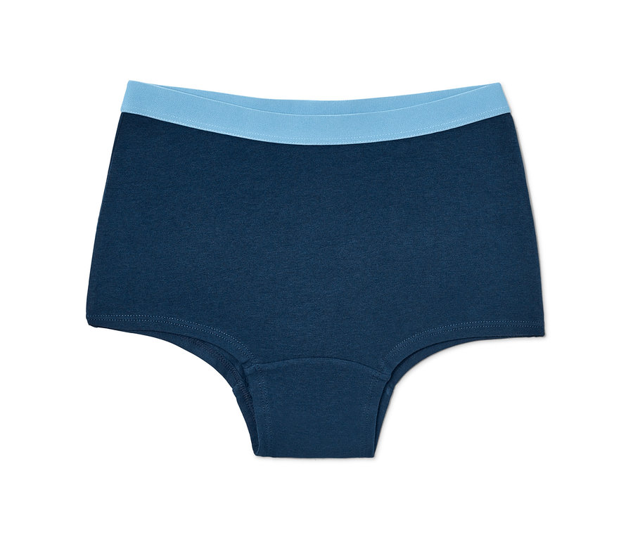 Ein marineblauer Mädchen-Panty mit blauem Bund.