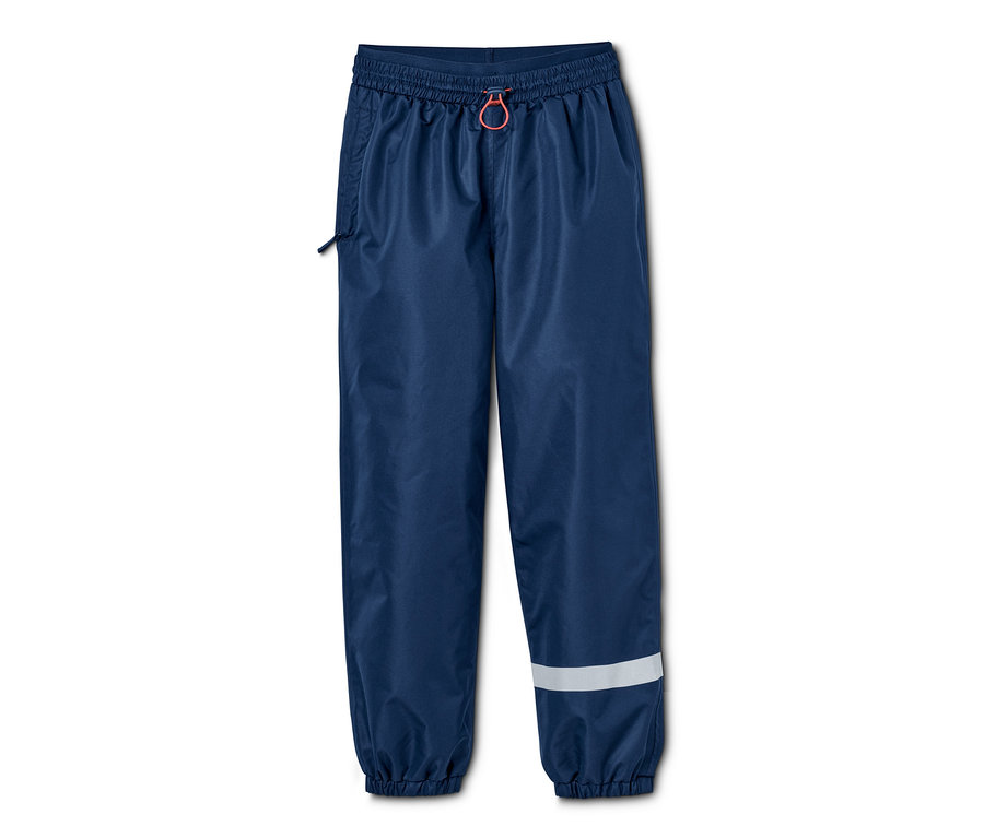 Dunkelblaue Regenhose »Packable« mit Reflektorstreifen am Hosenbein.