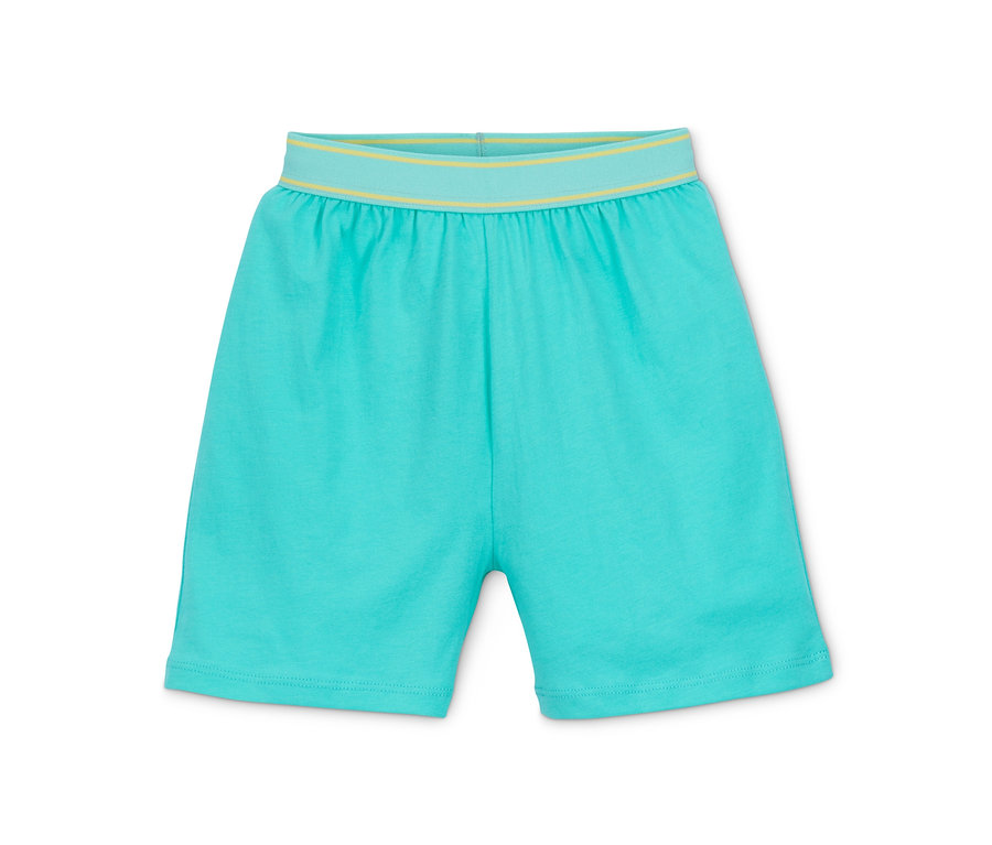 Türkiser Shorty-Pyjama aus Bio-Baumwolle mit elastischem Bund.