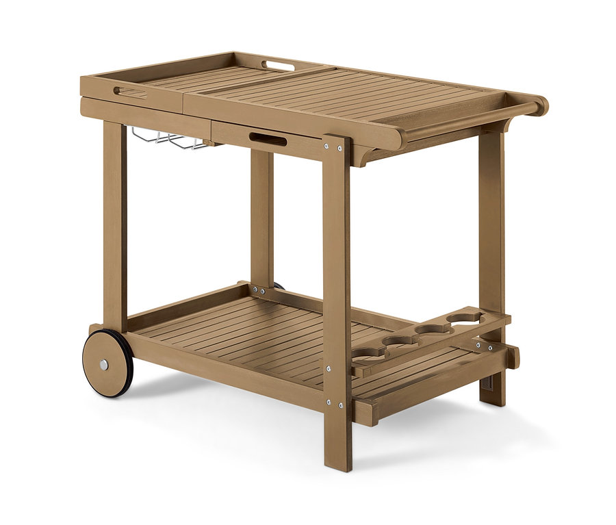 Ein brauner Grillwagen »Lenja« mit 2 Tabletts.