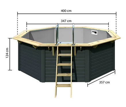 Karibu Gartenpool-Set »Modell 1«, anthrazit, ca. 400 x 400 cm.