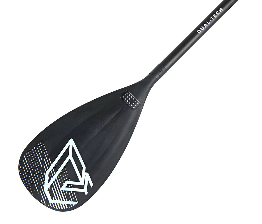 Schwarzes SUP- und Kajak-Paddel »Dual Tech« auf weißem Hintergrund.