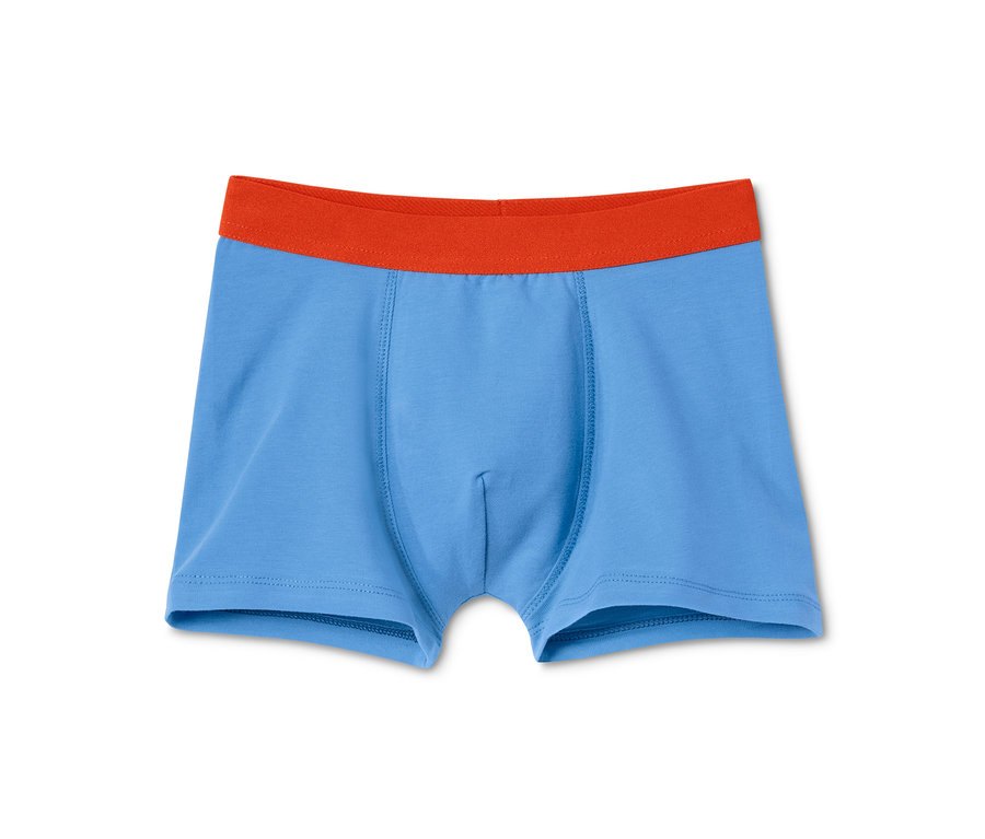 Blaue Jungen-Slipboxer mit orangefarbenem Gummibund im 7er-Pack.