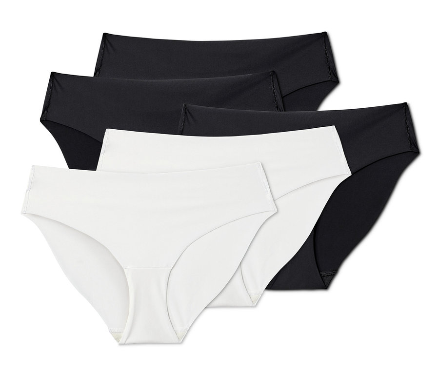 Nahaufnahme von fünf Magic-Cut-Slips in Schwarz und Weiss.