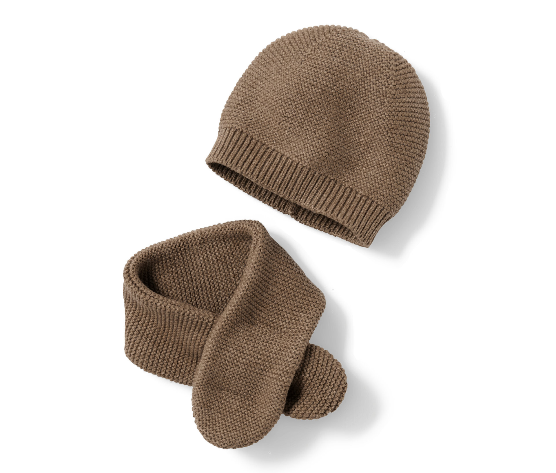 Tchibo - Strickmütze und Strickschal - Gr. 45-48 - braun