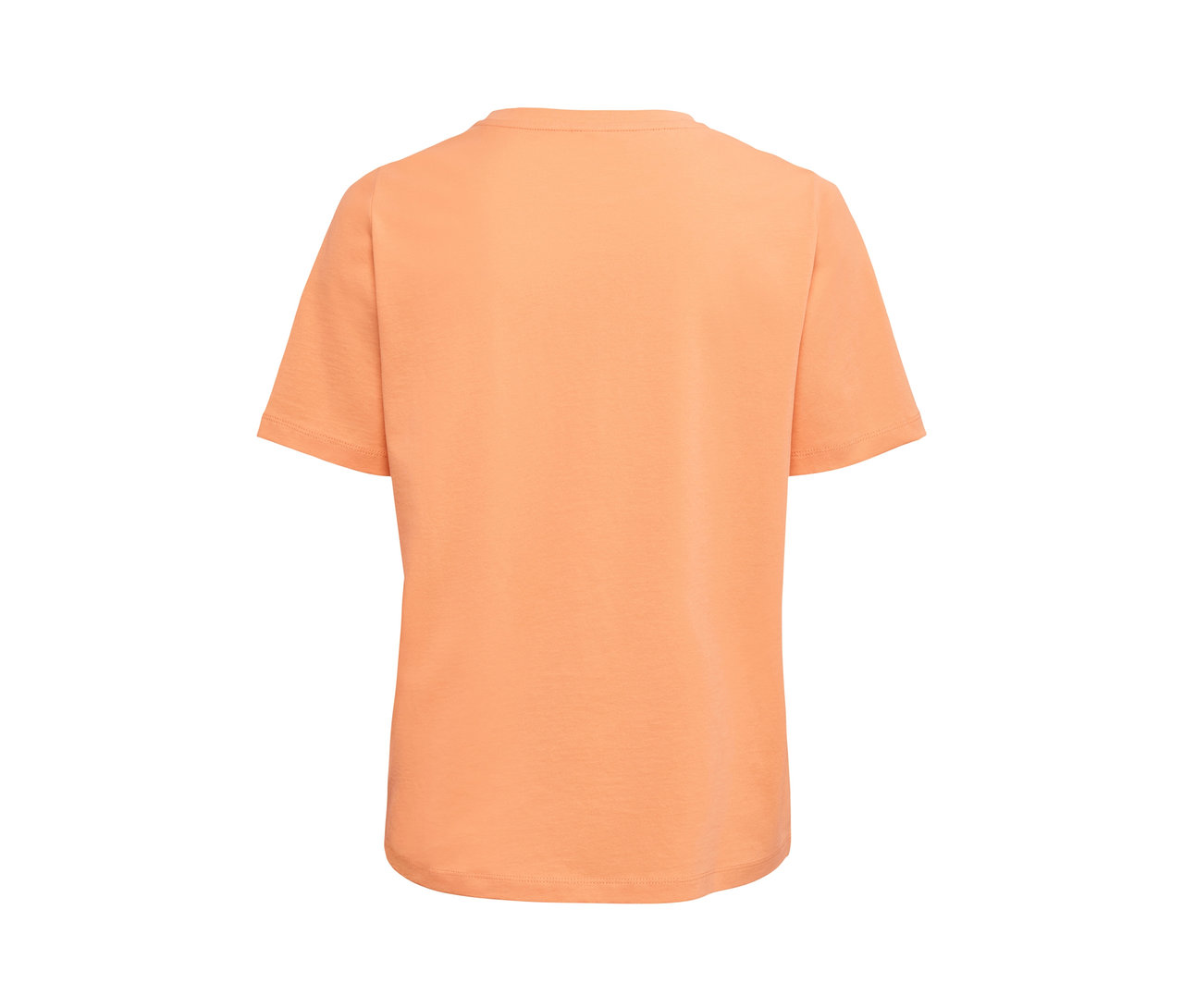 Pfirsichfarbenes T-Shirt.