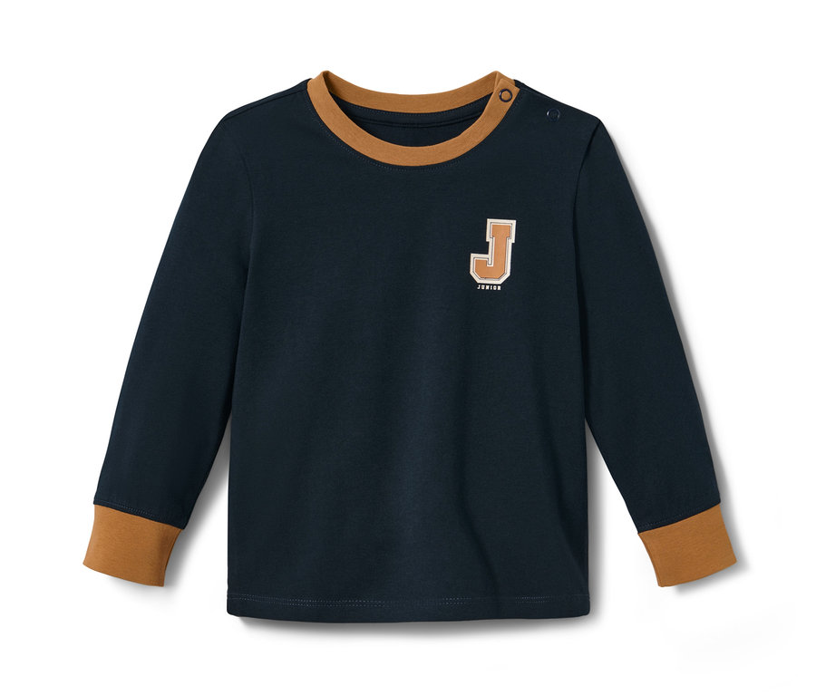 Blau-brauner Pyjama mit langen Ärmeln und einem J.