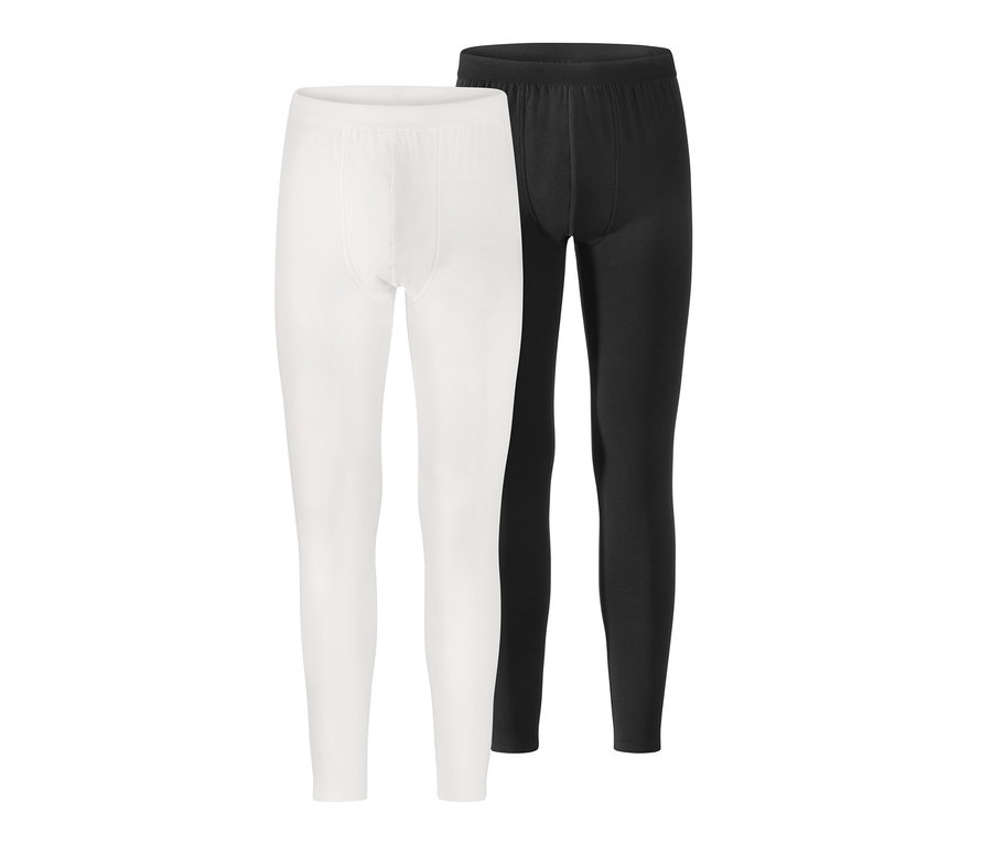 Zwei lange Unterhosen, eine weiße und eine schwarze.