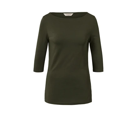 Olivgrünes Shirt mit 3/4-Arm.