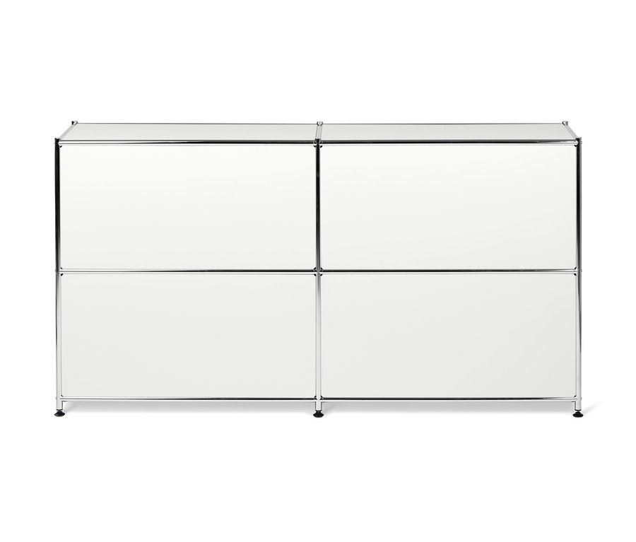 Weißes Sideboard Metall »CN3« mit 4 Klappfächern.
