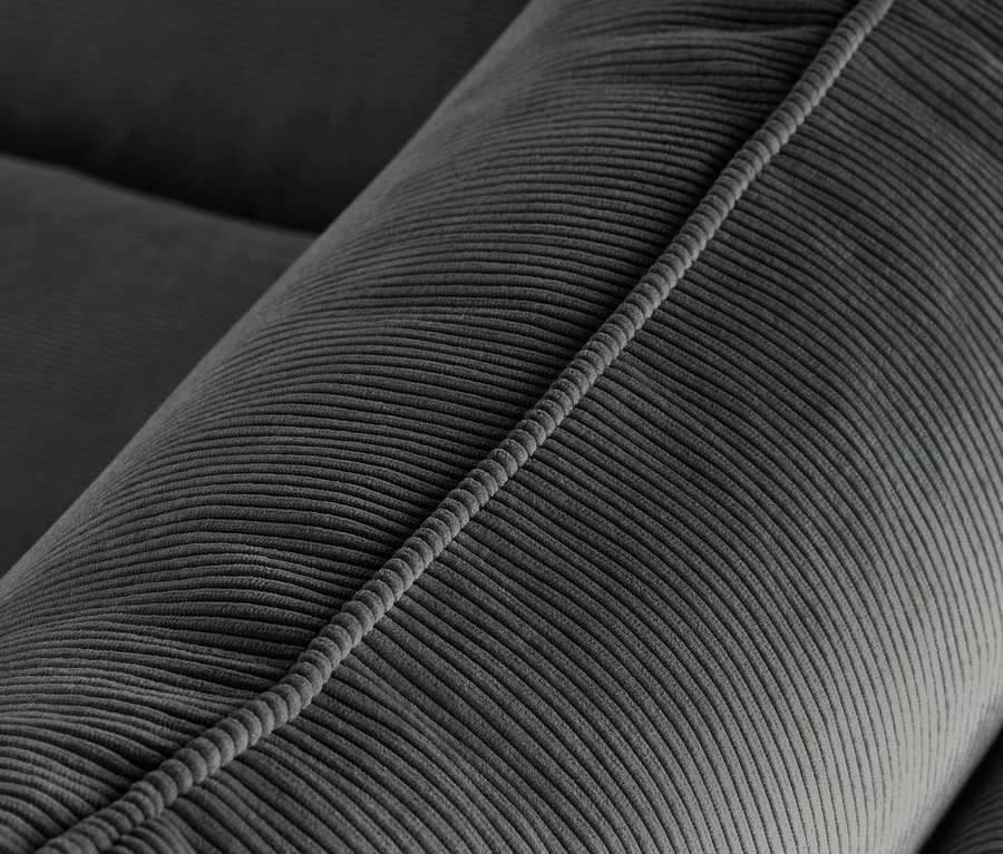 Detailansicht eines anthrazitfarbenen Design-Sofas, 3-Sitzer – von SCAPA.