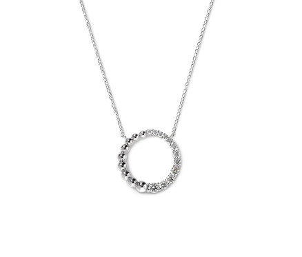 Kette aus 925er Silber mit rhodiniertem Kugelanhänger mit Zirkonia.