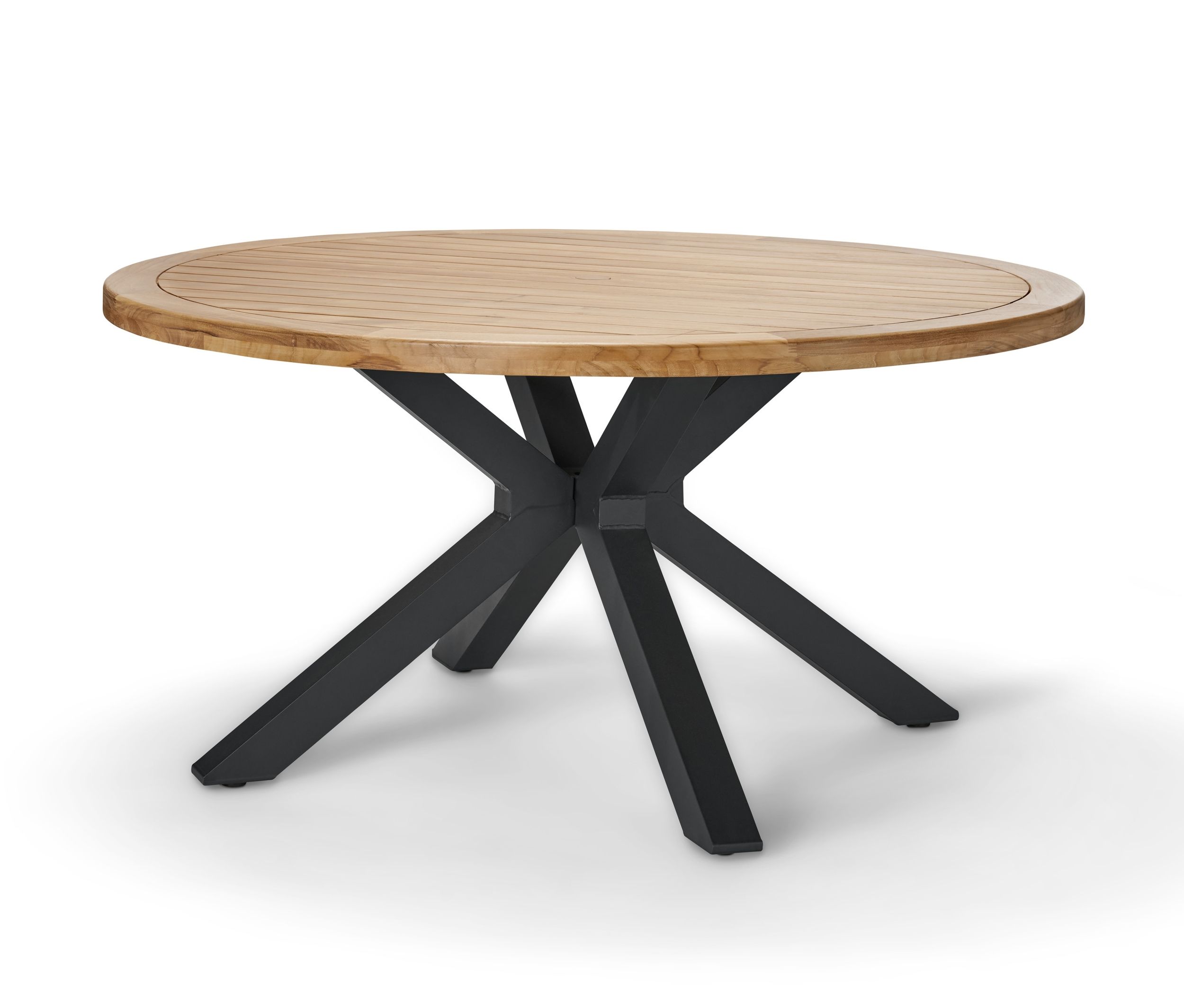 Tchibo - Teak-Esstisch mit modernem X-Fuß - 1x84x158cm - schwarz - Holz / Aluminium / Stahl