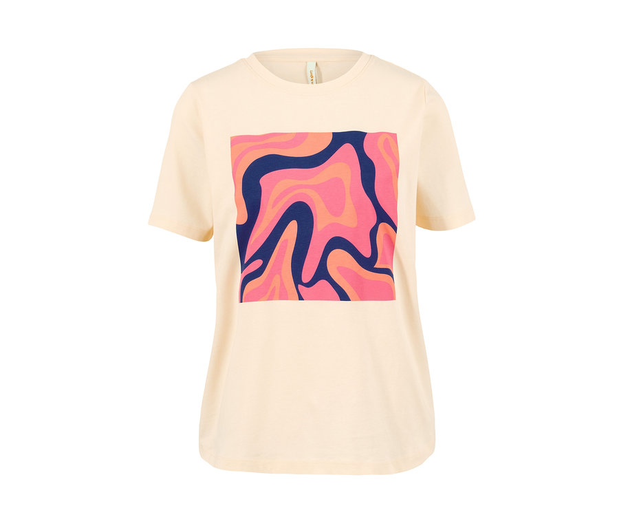 Cremefarbenes T-Shirt mit Print.