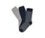 Drei Paar Socken in Marineblau und Grau.