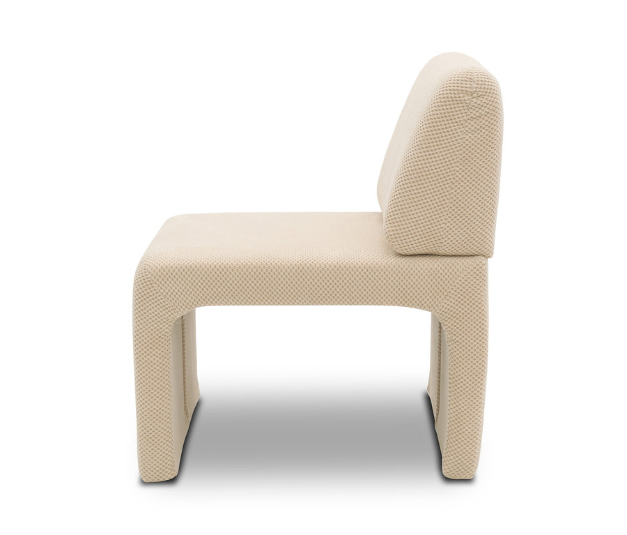 Beiger DOMO collection Sessel mit Hocker »Bergen« in Seitenansicht.