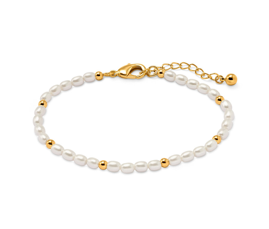 Armband-Set mit Glasperlen und goldenen Details.