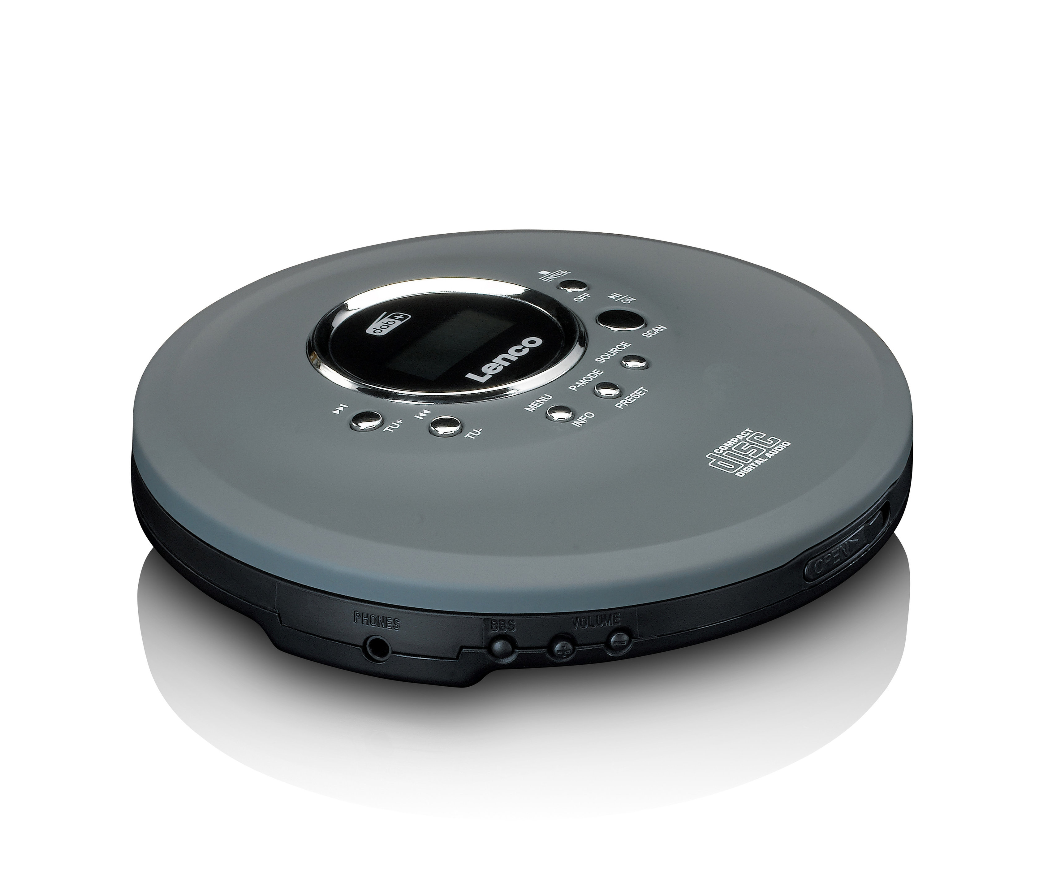 Grauer Lenco Tragbarer CD-/MP3-Player mit DAB+/FM-Radio, »400GY«.