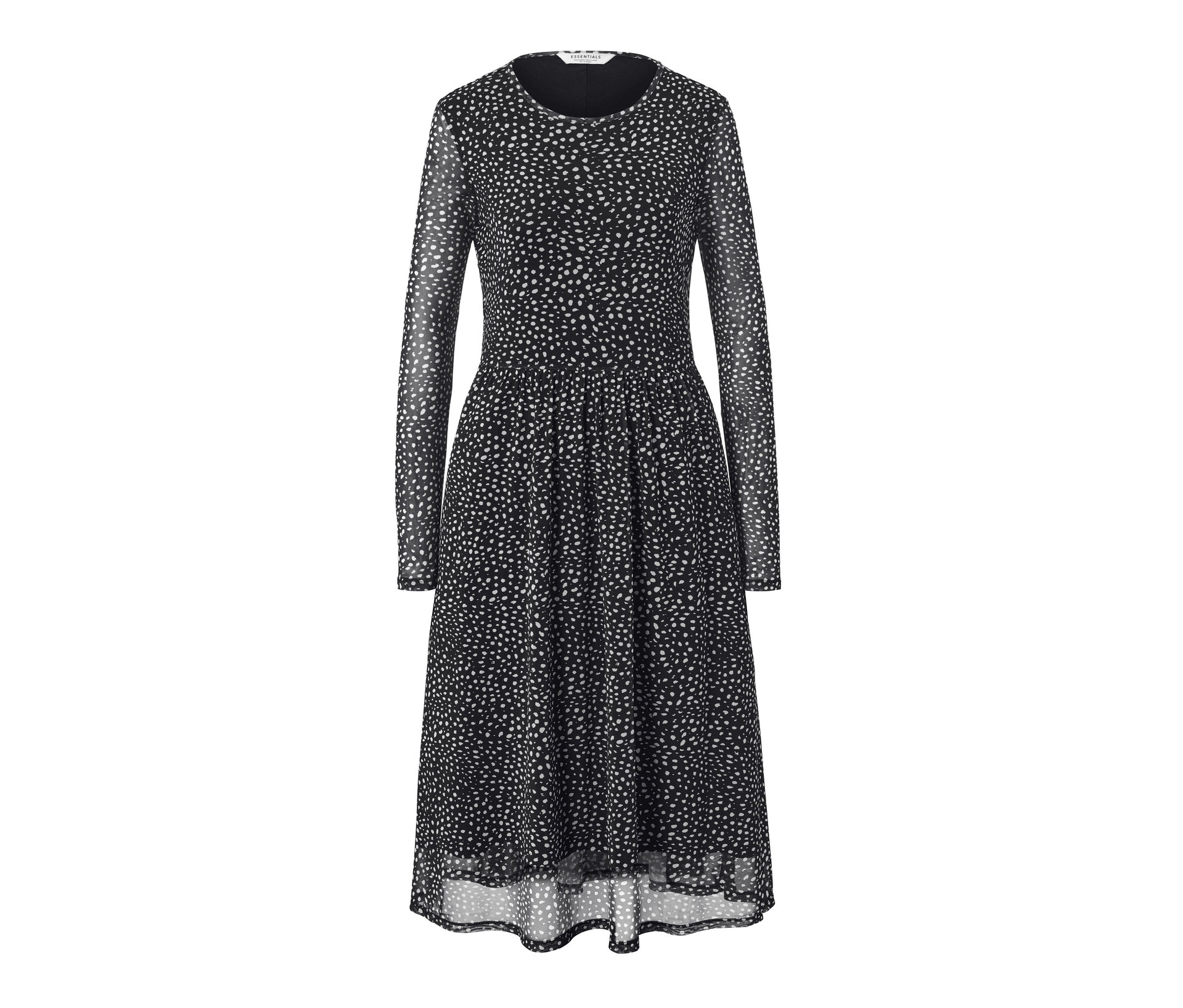 Tchibo - Gepunktetes Mesh-Kleid - Damen - Gr. L - creme/gepunktet