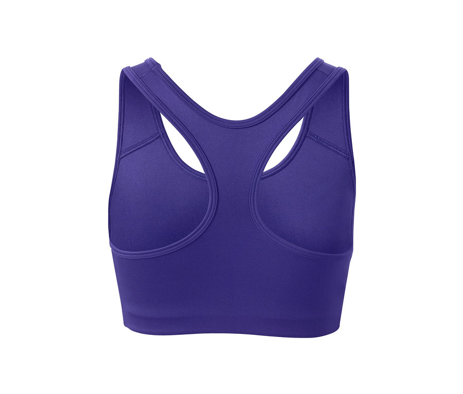 Detailansicht eines lila Sport-Bustiers aus einem 2er-Set.