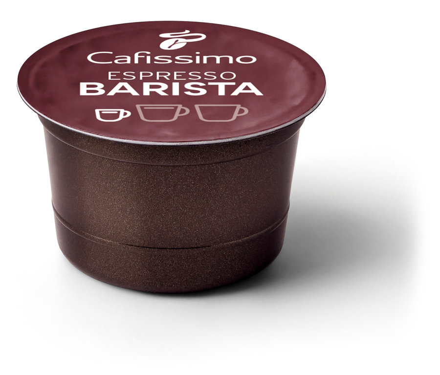 Nahaufnahme einer braunen Cafissimo BARISTA Espresso Kapsel.