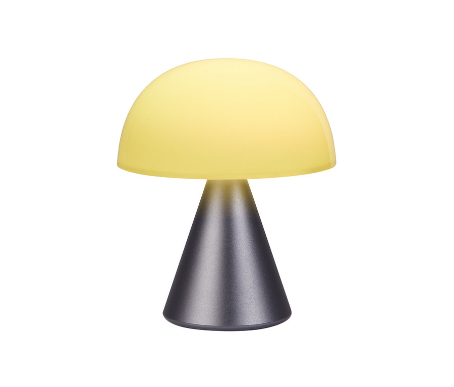 Gelbe LED-Lampe auf weißem Hintergrund. LEXON LED-Akku-Tischleuchte »Mina M«, anthrazit