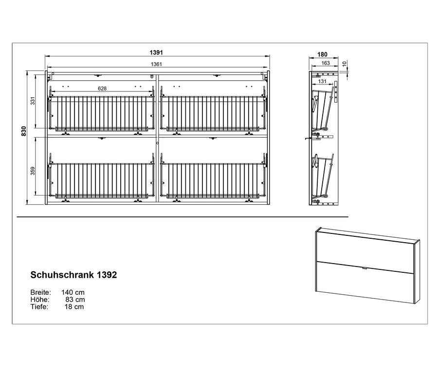 Schema des Schuhkippers »Aalborg«, graphit/eiche.