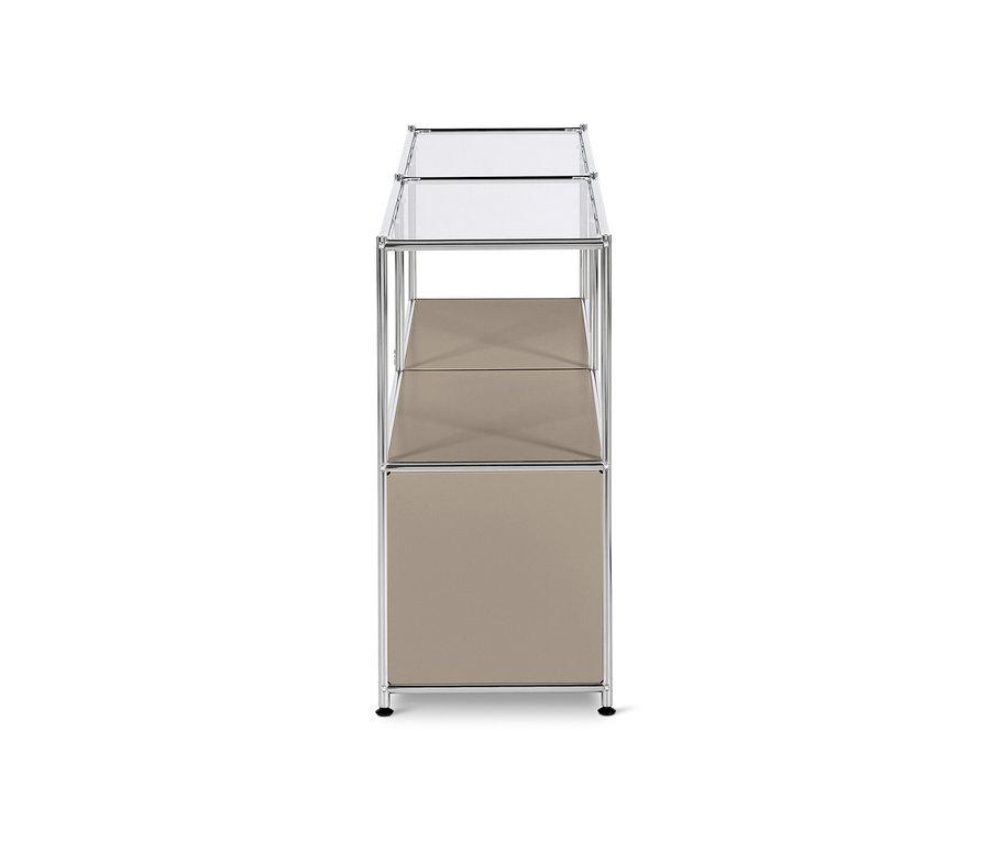 Sideboard Metall »CN3« mit 2 Klappen und Glasböden, taupe.