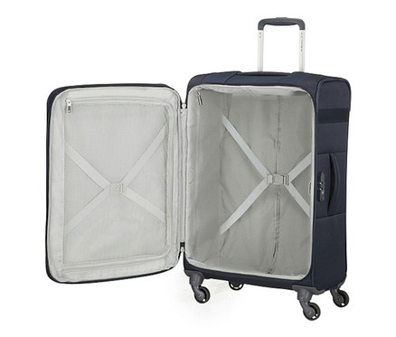 Geöffneter, kleiner, marineblauer Samsonite CITYBEAT SPINNER.