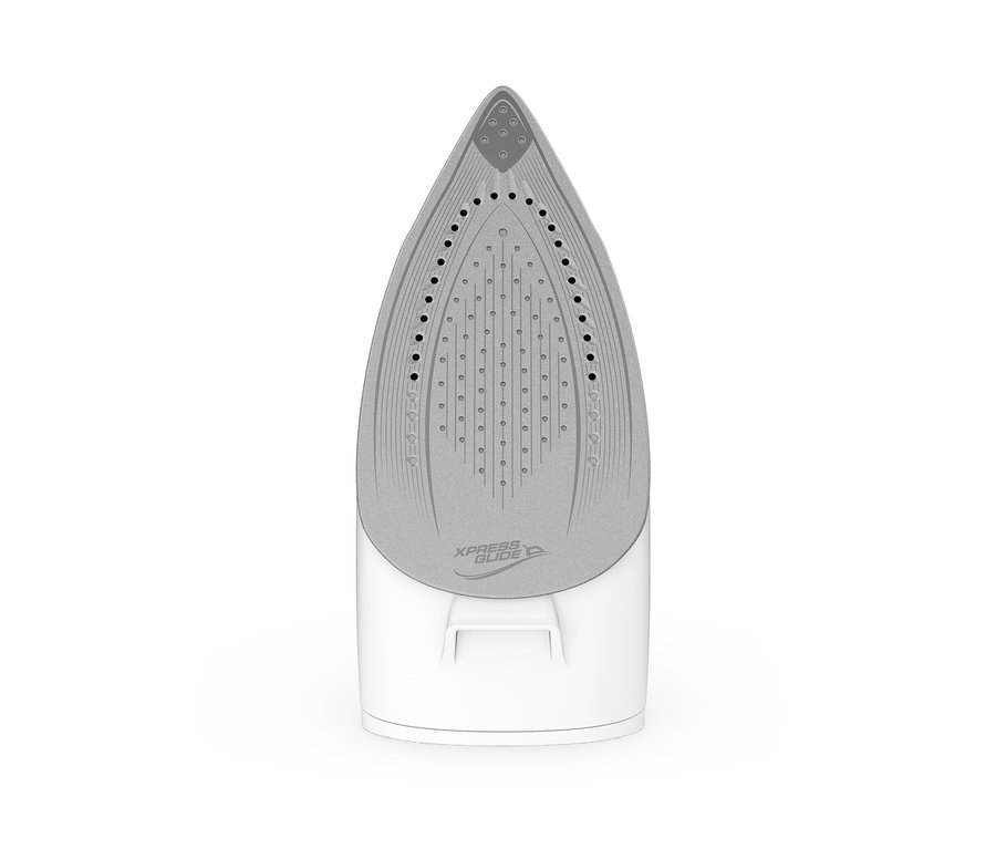 Detailaufnahme eines weißen Tefal Express Essential Dampfbügeleisens.
