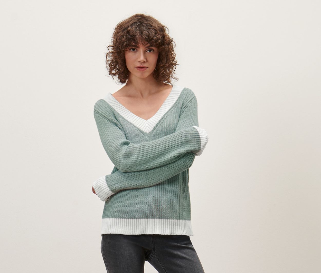 Thumbnail - Tchibo - Rippstrick-Pullover - Damen - Gr. L - weiß