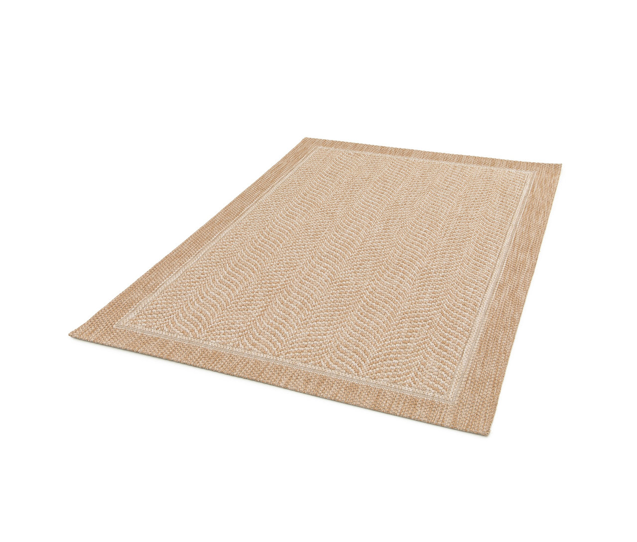 Beiger Teppich »Twine« mit Fischgrätenmuster.