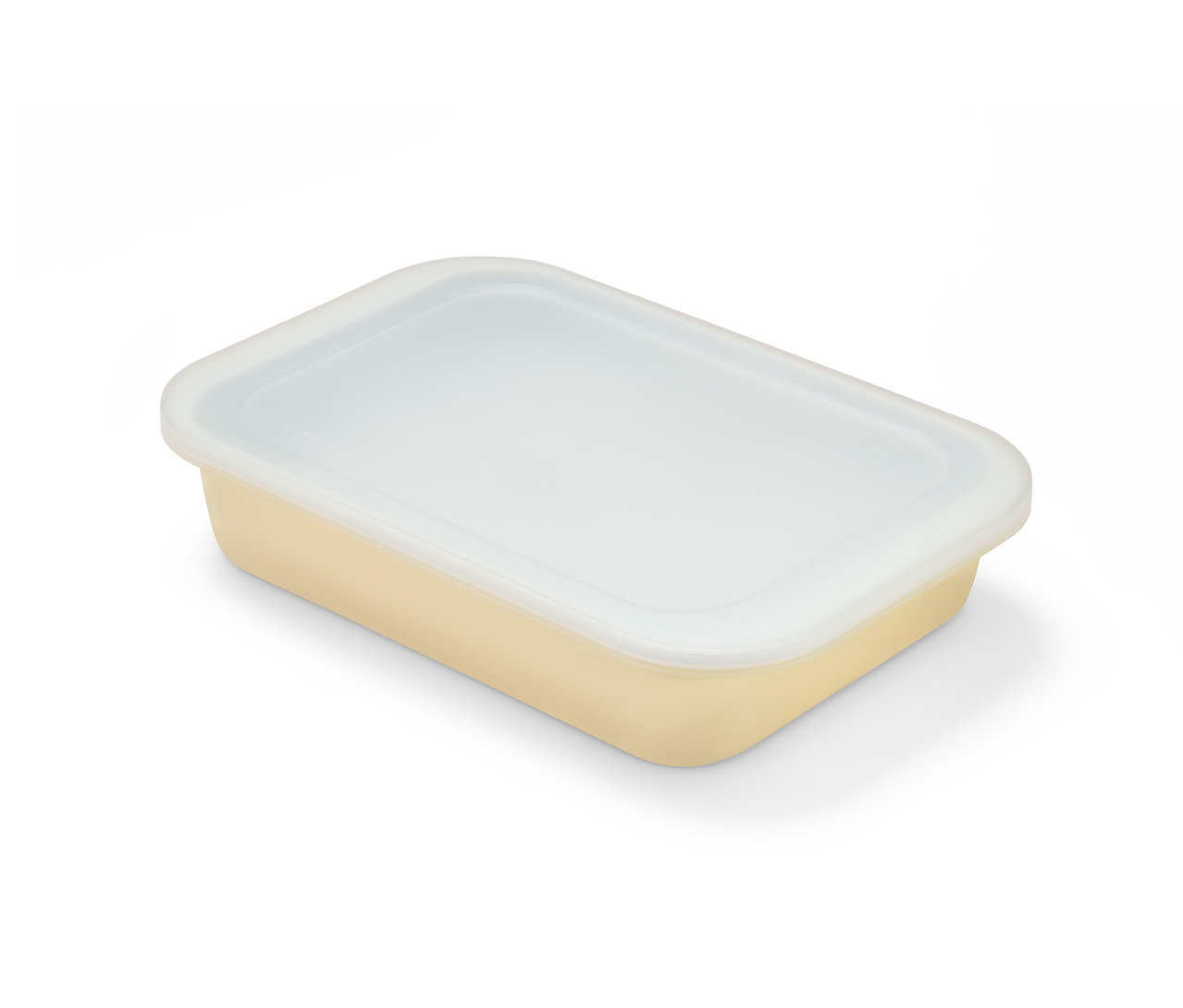 Eine große Emaille-Auflaufform mit Deckel.